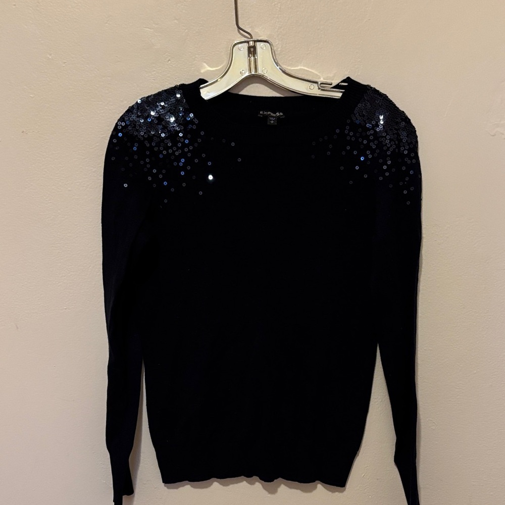 Express Black Sweater with Sequin Embellishments